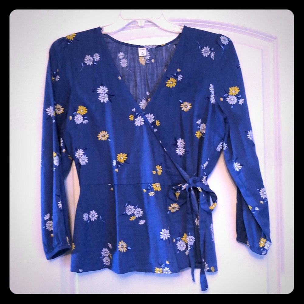 Flattering cross tie blouse
